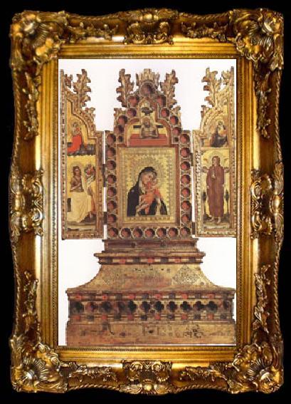 framed  Simone Dei Crocefissi Virgin and Child with Saints a triptych (mk05), ta009-2